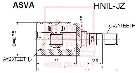 HNIL-JZ ASVA Шарнирный комплект, приводной вал (фото 1)