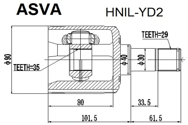 HNIL-YD2 ASVA Шарнирный комплект, приводной вал (фото 1)