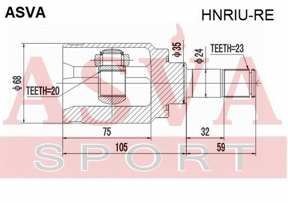 HNRIU-RE ASVA Шарнирный комплект, приводной вал (фото 1)