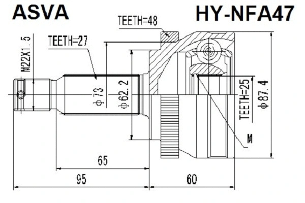 HY-NFA47 ASVA Шарнирный комплект, приводной вал (фото 1)