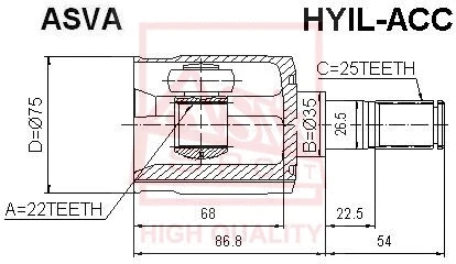 HYIL-ACC ASVA Шарнирный комплект, приводной вал (фото 1)