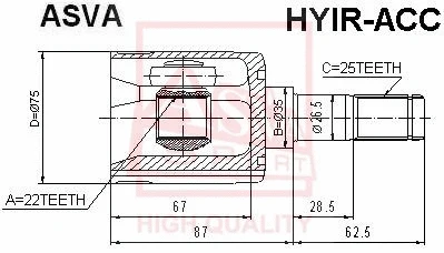 HYIR-ACC ASVA Шарнирный комплект, приводной вал (фото 1)