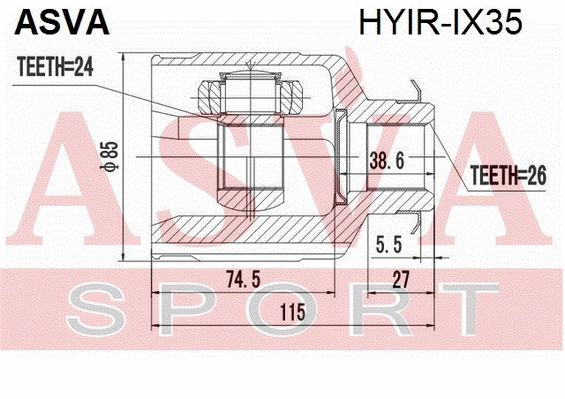 HYIR-IX35 ASVA Шарнирный комплект, приводной вал (фото 1)