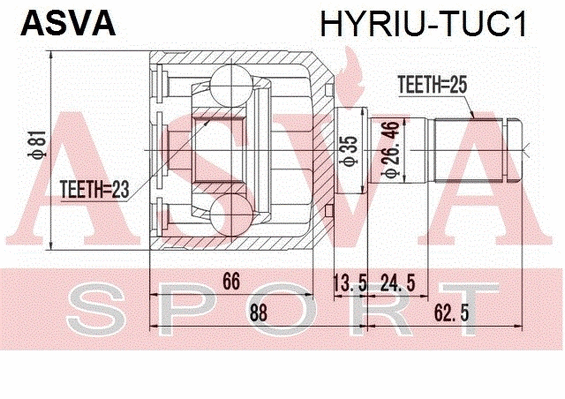 HYRIU-TUC1 ASVA Шарнирный комплект, приводной вал (фото 1)