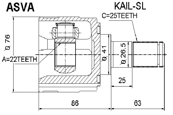 KAIL-SL ASVA Шарнирный комплект, приводной вал (фото 1)