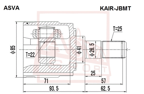 KAIR-JBMT ASVA Шарнирный комплект, приводной вал (фото 1)