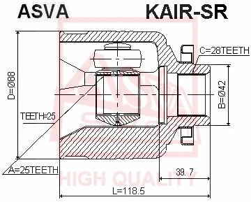 KAIR-SR ASVA Шарнирный комплект, приводной вал (фото 1)