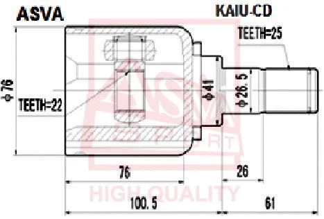 KAIU-CD ASVA Шарнирный комплект, приводной вал (фото 1)