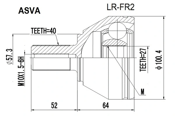 LR-FR2 ASVA Шарнирный комплект, приводной вал (фото 1)