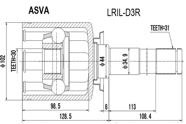 LRIL-D3R ASVA Шарнирный комплект, приводной вал (фото 1)