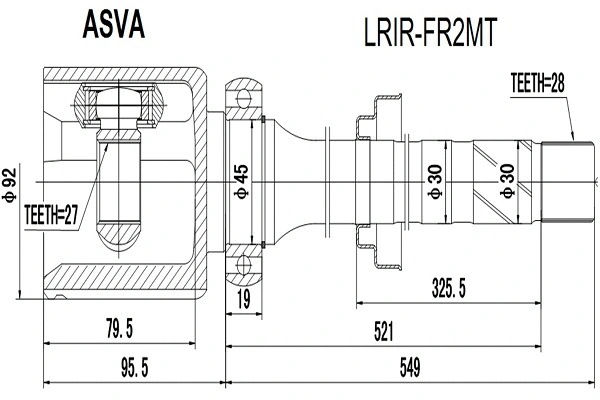 LRIR-FR2MT ASVA Шарнирный комплект, приводной вал (фото 1)