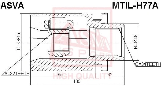 MTIL-H77A ASVA Шарнирный комплект, приводной вал (фото 1)