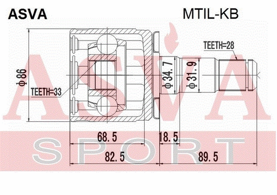 MTIL-KB ASVA Шарнирный комплект, приводной вал (фото 1)