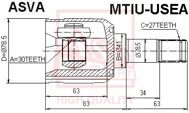 MTIU-USEA ASVA Шарнирный комплект, приводной вал (фото 1)