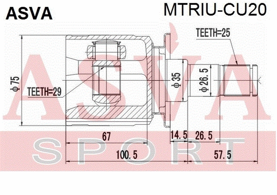 MTRIU-CU20 ASVA Шарнирный комплект, приводной вал (фото 1)