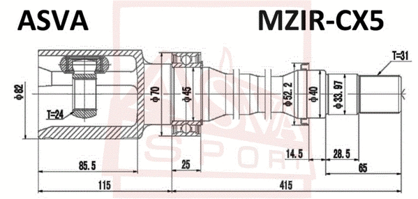 MZIR-CX5 ASVA Шарнирный комплект, приводной вал (фото 1)