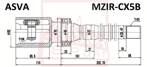 MZIR-CX5B ASVA Шарнирный комплект, приводной вал (фото 1)