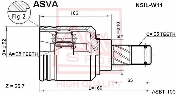 NSIL-W11 ASVA Шарнирный комплект, приводной вал (фото 1)