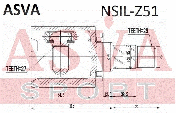 NSIL-Z51 ASVA Шарнирный комплект, приводной вал (фото 1)