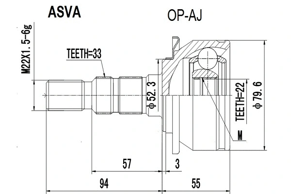 OP-AJ ASVA Шарнирный комплект, приводной вал (фото 1)