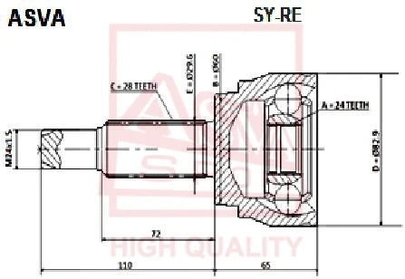 SY-RE ASVA Шарнирный комплект, приводной вал (фото 1)
