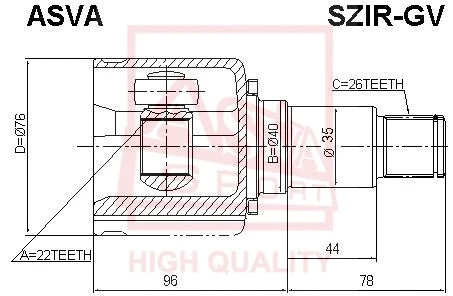 SZIR-GV ASVA Шарнирный комплект, приводной вал (фото 1)
