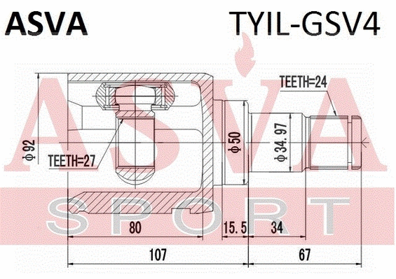TYIL-GSV4 ASVA Шарнирный комплект, приводной вал (фото 1)