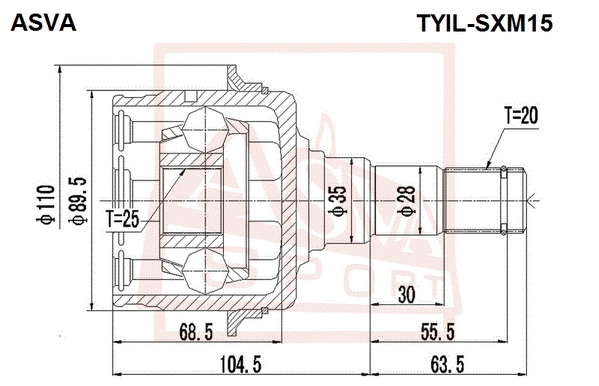 TYIL-SXM15 ASVA Шарнирный комплект, приводной вал (фото 1)
