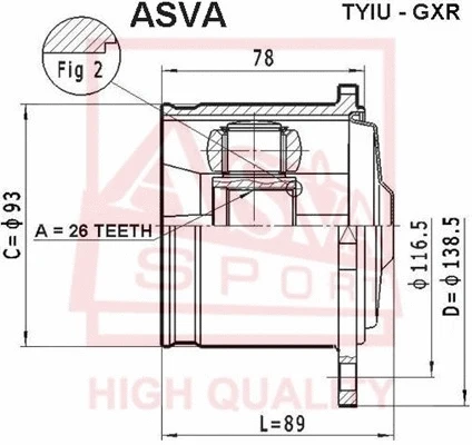 TYIU-GXR ASVA Шарнирный комплект, приводной вал (фото 1)
