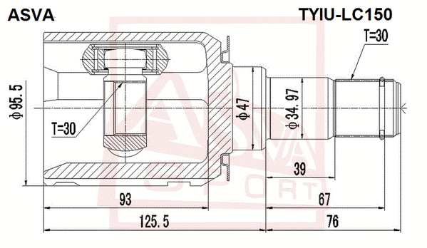 TYIU-LC150 ASVA Шарнирный комплект, приводной вал (фото 1)
