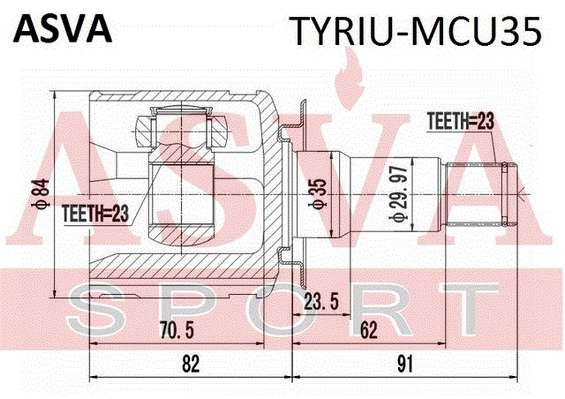 TYRIU-MCU35 ASVA Шарнирный комплект, приводной вал (фото 1)