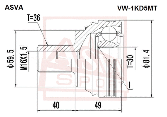 VW-1KD5MT ASVA Шарнирный комплект, приводной вал (фото 1)