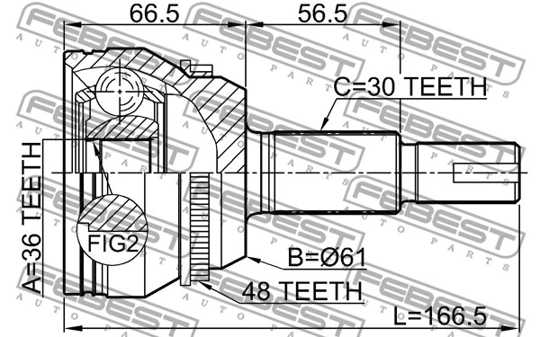 0110-GSX30A48 FEBEST Шарнирный комплект, приводной вал (фото 2)