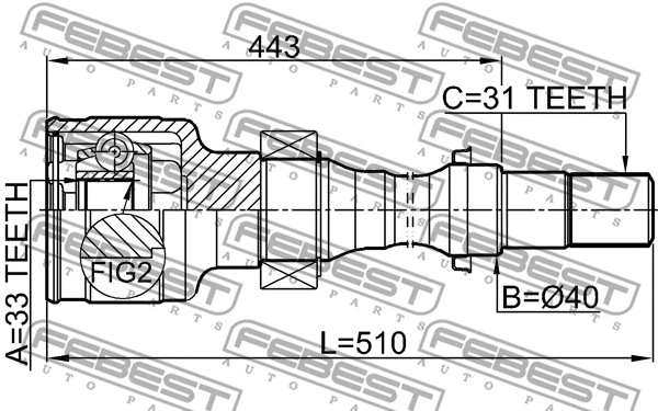 0511-CX5MTRH FEBEST Шарнирный комплект, приводной вал (фото 2)