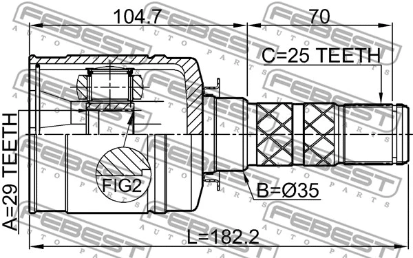 0811-S13 FEBEST Шарнирный комплект, приводной вал (фото 2)