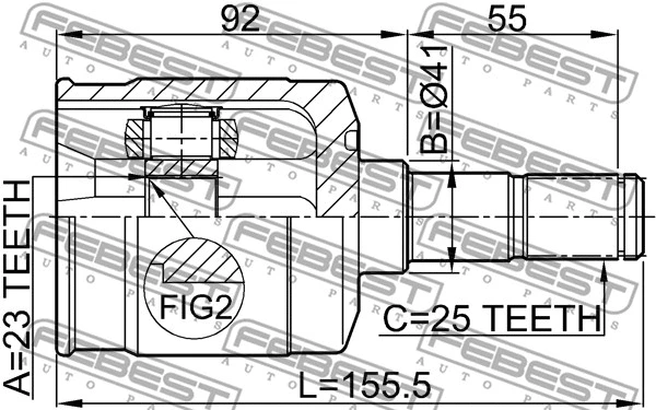 1211-EFAT FEBEST Шарнирный комплект, приводной вал (фото 2)