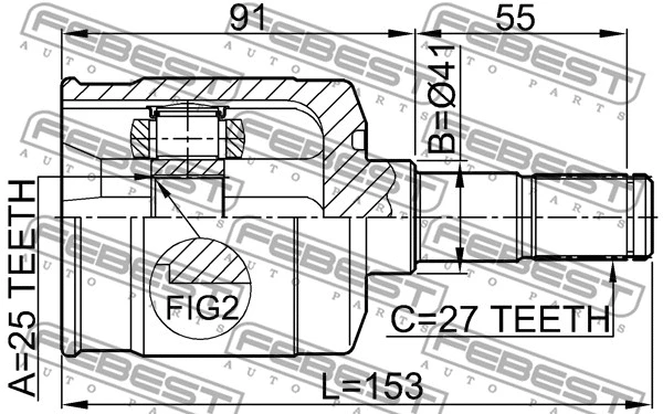 1211-EFMT FEBEST Шарнирный комплект, приводной вал (фото 2)