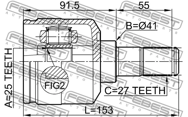 1211-NF FEBEST Шарнирный комплект, приводной вал (фото 2)
