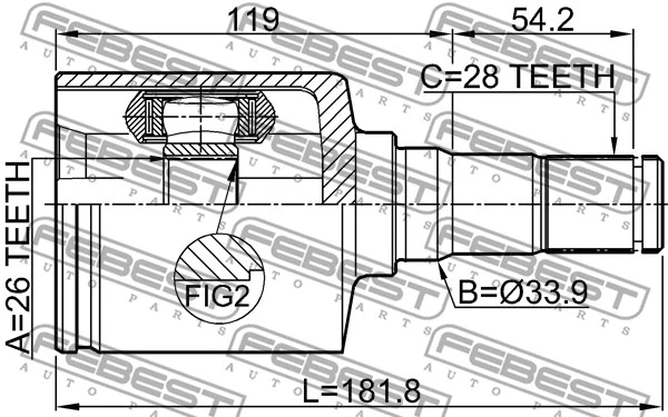 2111-CA2LH FEBEST Шарнирный комплект, приводной вал (фото 2)