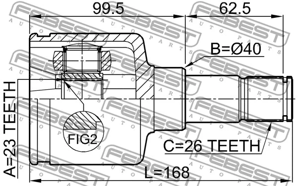 2111-CB420LH FEBEST Шарнирный комплект, приводной вал (фото 2)