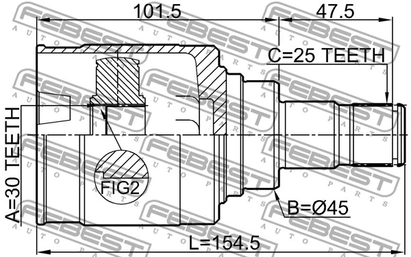 6511-002 FEBEST Шарнирный комплект, приводной вал (фото 2)