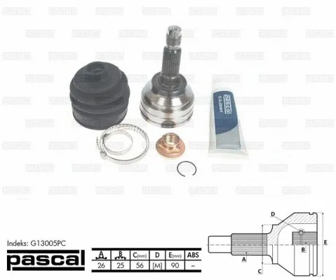 G13005PC PASCAL Шарнирный комплект, приводной вал (фото 1)