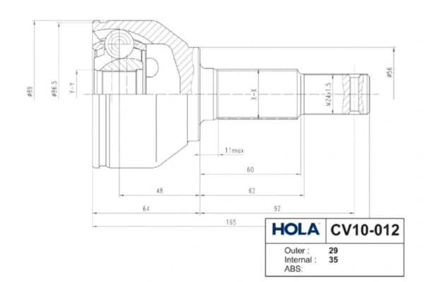 CV10-012 HOLA Шарнирный комплект, приводной вал (фото 3)