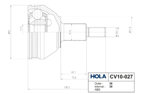 CV10-027 HOLA Шарнирный комплект, приводной вал (фото 3)