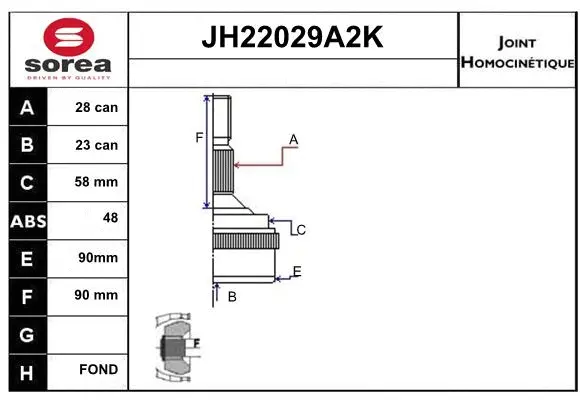 JH22029A2K SERA Шарнирный комплект, приводной вал (фото 1)