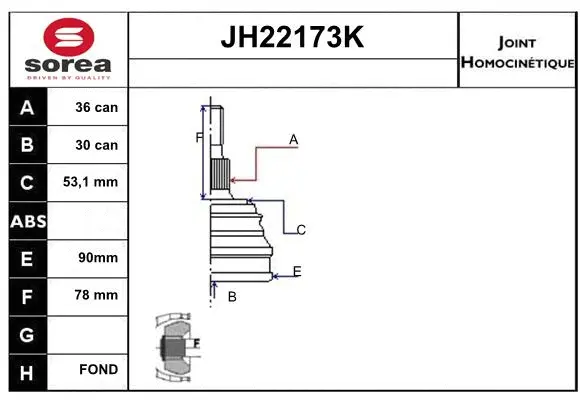 JH22173K SERA Шарнирный комплект, приводной вал (фото 1)