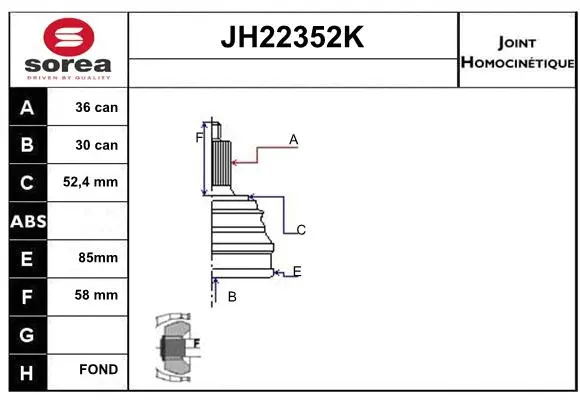 JH22352K SERA Шарнирный комплект, приводной вал (фото 1)