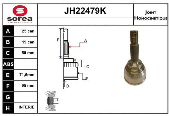 JH22479K SERA Шарнирный комплект, приводной вал (фото 1)