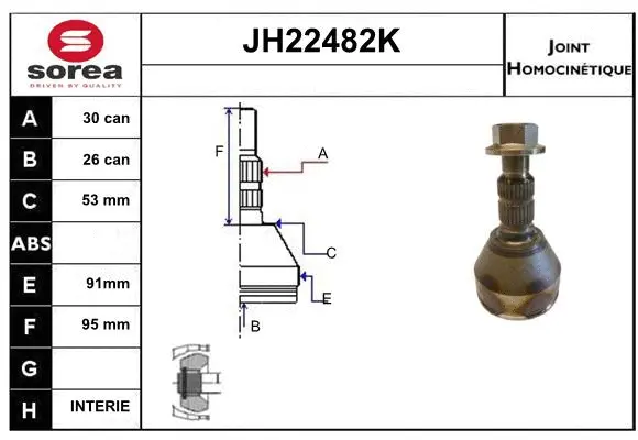 JH22482K SERA Шарнирный комплект, приводной вал (фото 1)