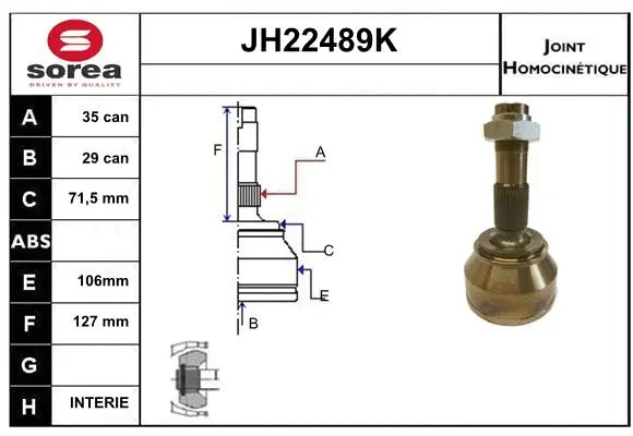 JH22489K SERA Шарнирный комплект, приводной вал (фото 1)
